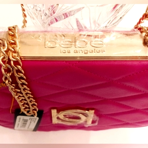 Hot Pink Bebe Quilted Crossbody Bag - Picture 3 of 4